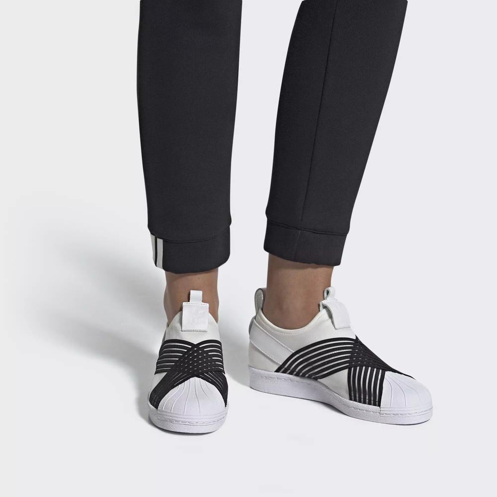 Adidas Superstar Slip-on Tenis Blancos Para Mujer (MX-14015)